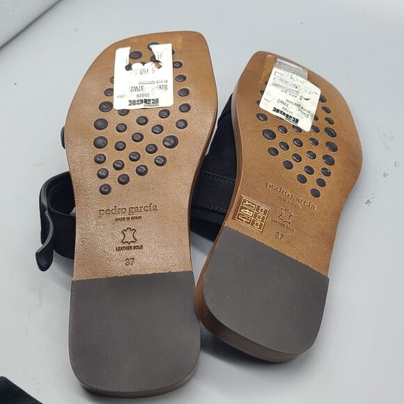 Pedro Garcia Zuly Womens Flat Sandals Slides Black Suede Leather EU 37 6.5-7 New - Picture 7 of 9